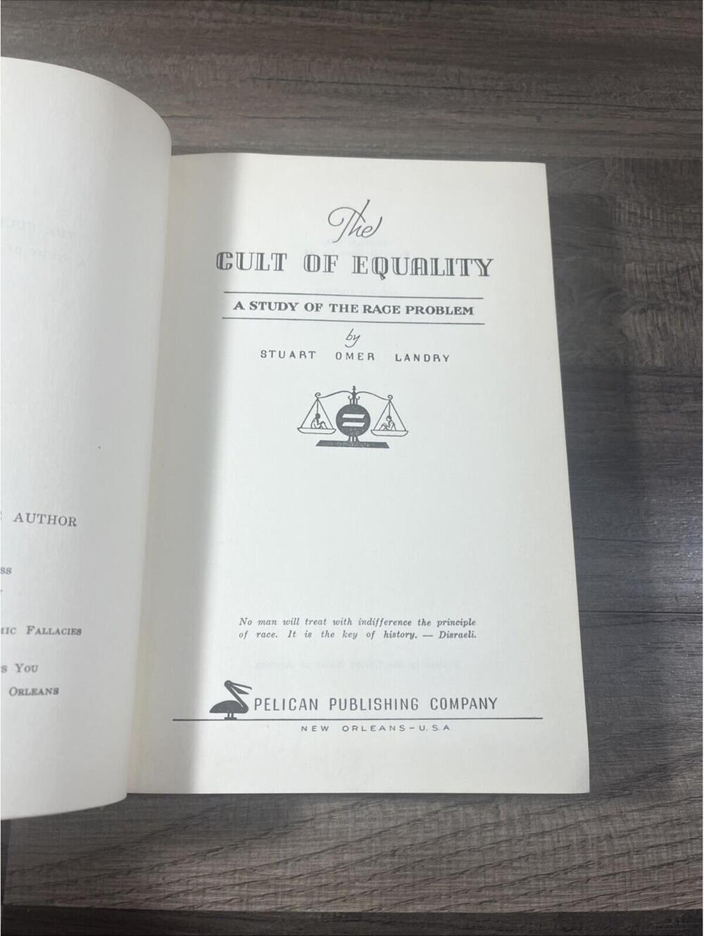 THE CULT OF EQUALITY A STUDY OF THE RACE PROBLEM By Stuart Omar Landry